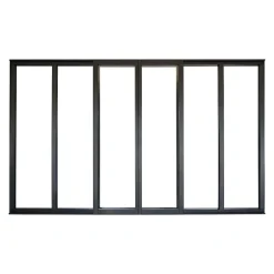 Verrière coulissante 6 carreaux transparents, coloris noir mat H108 x l.183cm