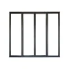 Verrière coulissante 4 carreaux transparents, coloris noir mat H108 x l.123cm