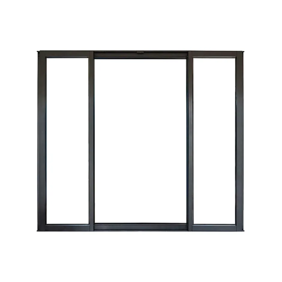 Verrière coulissante 4 carreaux transparents, coloris noir mat H108 x l.123cm