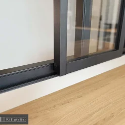 Verrière coulissante 3 carreaux transparents, coloris noir mat H108 x l.93cm