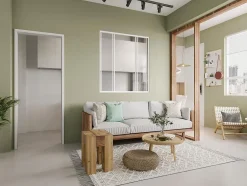 Vente-unique Verrière coulissante en aluminium thermolaqué blanc 120x130 cm - RAVENA