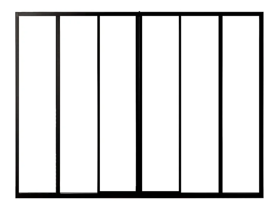 Vente-unique Verrière coulissante en aluminium thermolaqué noir 180x130 cm - RAVENA