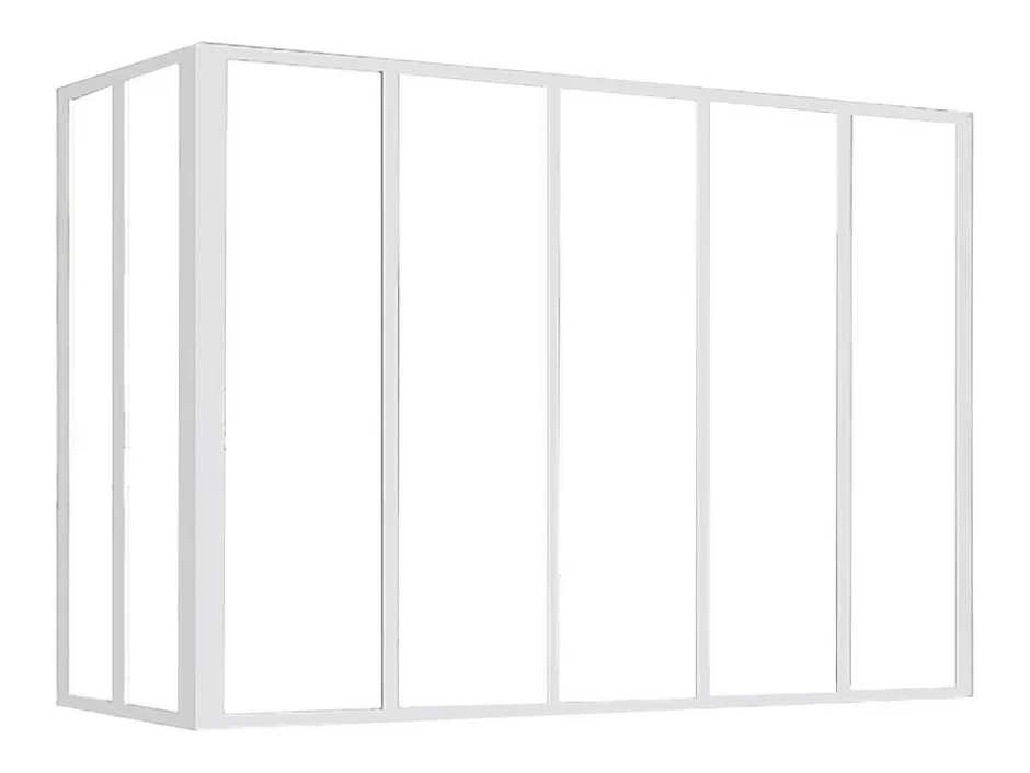 Vente-unique Verrière d'angle atelier en aluminium thermolaqué - L150 x L60 x H105 cm - Blanc - BAYVIEW
