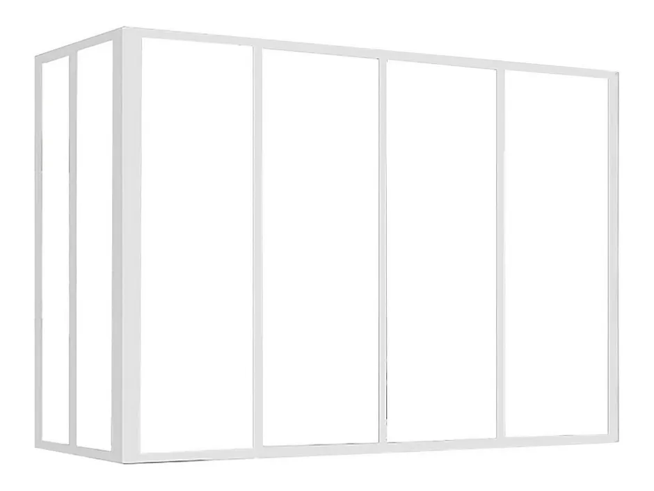 Vente-unique Verrière d'angle atelier en aluminium thermolaqué - L120 x L60 x H105 cm - Blanc - BAYVIEW