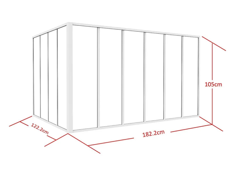 Verrière d'angle d'atelier en aluminium thermolaqué - L180 x L120 x H105 - Blanc - BAYVIEW-Vente-unique