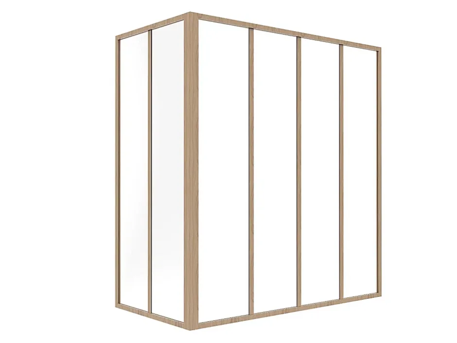 Verrière d'angle d'atelier en aluminium thermolaqué - L120 x L60 x H130 - Naturel clair - BAYVIEW-Vente-unique Sale