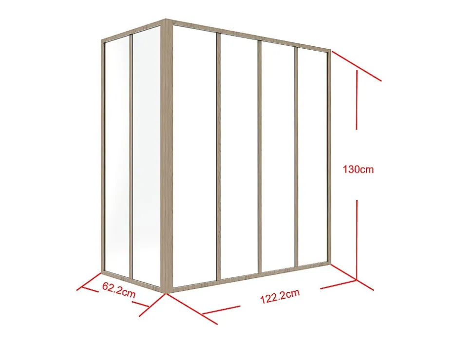 Verrière d'angle d'atelier en aluminium thermolaqué - L120 x L60 x H130 - Naturel clair - BAYVIEW-Vente-unique Sale