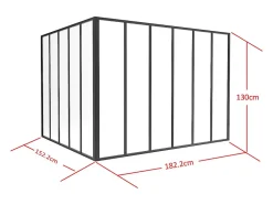 Vente-unique Verrière d'angle d'atelier en aluminium thermolaqué - L180 x L150 x H130 - Noir - BAYVIEW