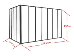Vente-unique Verrière d'angle d'atelier en aluminium thermolaqué - L210 x L120 x H130 - Noir - BAYVIEW