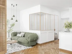 Verrière d'angle d'atelier en aluminium thermolaqué - L180 x L120 x H130 - Naturel clair - BAYVIEW-Vente-unique Best