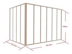 Verrière d'angle d'atelier en aluminium thermolaqué - L180 x L120 x H130 - Naturel clair - BAYVIEW-Vente-unique Best