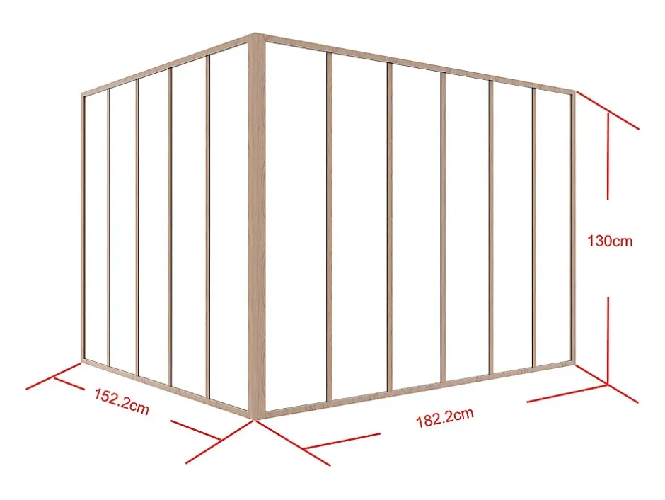 Verrière d'angle d'atelier en aluminium thermolaqué - L180 x L150 x H130 - Naturel clair - BAYVIEW-Vente-unique Clearance
