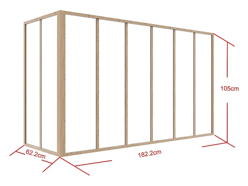 Verrière d'angle d'atelier en aluminium thermolaqué - L180 x L60 x H105 - Naturel clair - BAYVIEW-Vente-unique Outlet