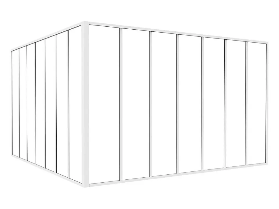 Vente-unique Verrière d'angle d'atelier en aluminium thermolaqué - L210 x L210 x H130 - Blanc - BAYVIEW