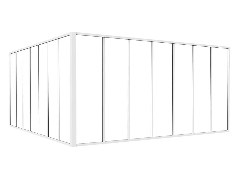 Vente-unique Verrière d'angle d'atelier en aluminium thermolaqué - L210 x L210 x H105 - Blanc - BAYVIEW