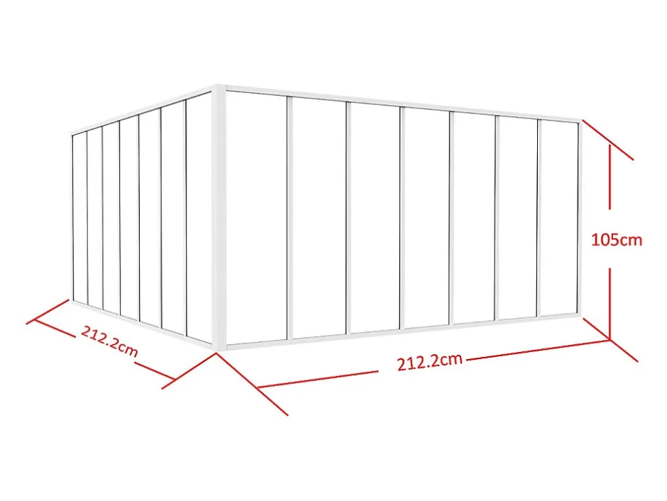 Vente-unique Verrière d'angle d'atelier en aluminium thermolaqué - L210 x L210 x H105 - Blanc - BAYVIEW