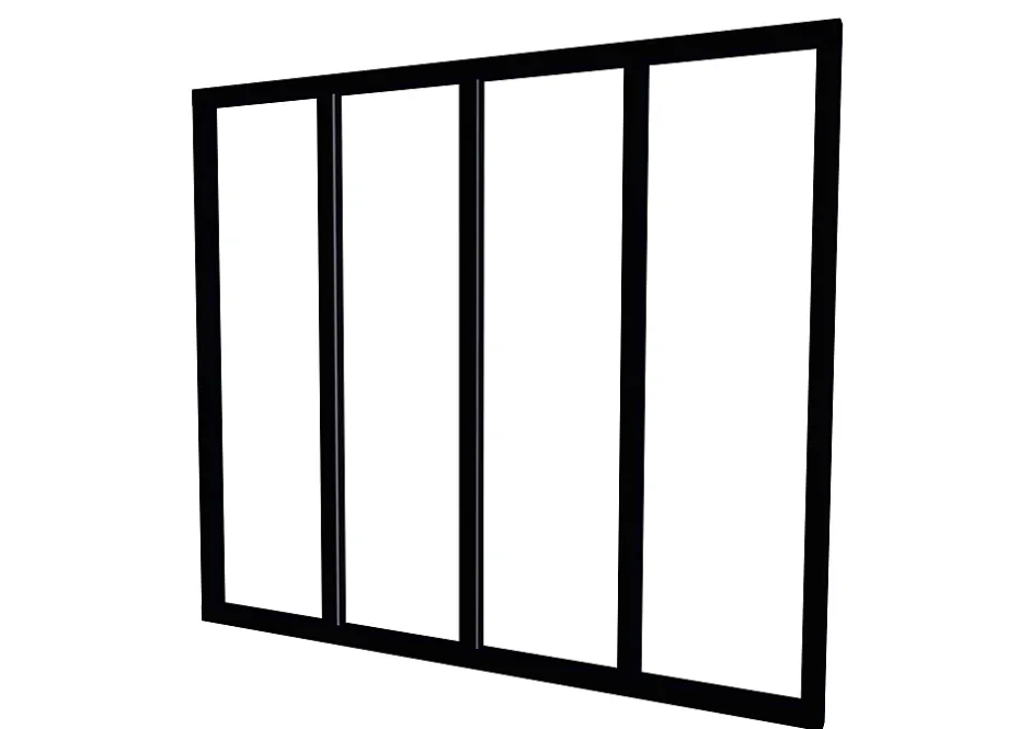 Verrière en aluminium noir 4 carreaux H.110 x 123,2 cm-Optimum Hot