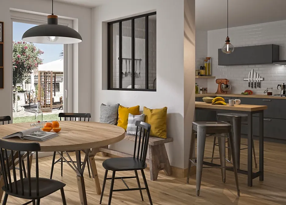 Verrière en aluminium noir 4 carreaux H.110 x 123,2 cm-Optimum Hot