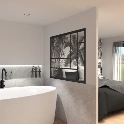 Verrière fixe en acier design noir H 105 X L 135cm- Online