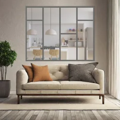 MySystem Verrière Loft 4 sections - L x H : 140 x 150 cm - Laqué gris 7016 granité - vitrages inclus