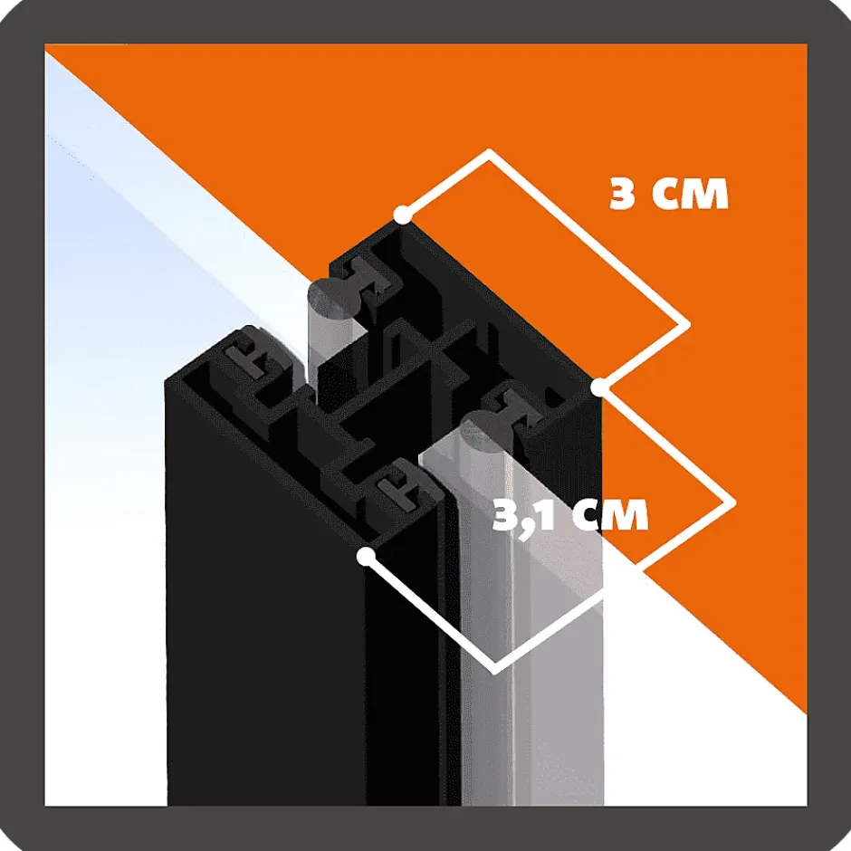 MySystem Verrière Loft 3 sections - L x H : 100 x 125 cm - Laqué noir 9005 granité - vitrages inclus