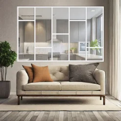 MySystem Verrière Loft 5 sections - L x H : 180 x 150 cm - Laqué blanc 9003 granité - vitrages inclus