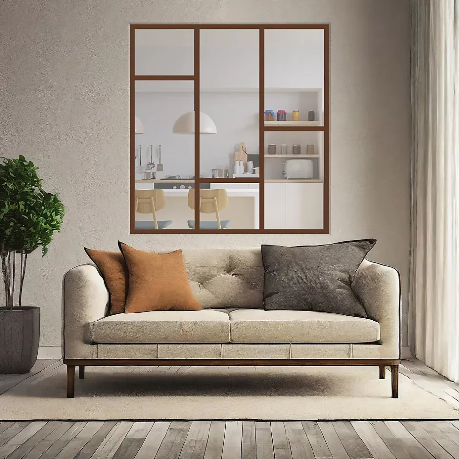 Verrière Loft 3 sections - L x H : 120 x 150 cm - Laqué effet rouille granité - vitrages inclus-MySystem Discount