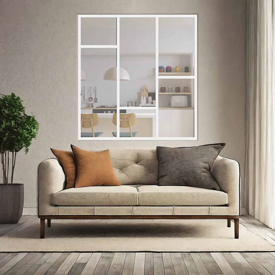 Verrière Loft 3 sections - L x H : 140 x 150 cm - Laqué blanc 9003 granité - vitrages inclus-MySystem New