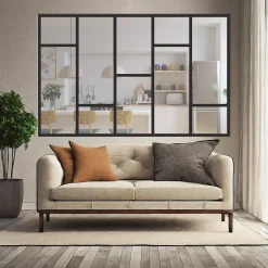 Verrière Loft 5 sections - L x H : 220 x 150 cm - Laqué noir 9005 granité - vitrages inclus-MySystem Discount