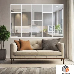 Verrière Loft 5 sections - L x H : 220 x 150 cm - Laqué blanc 9003 granité - vitrages inclus-MySystem Hot