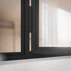 Mon Marché Déco Verrière Ouvrante en Acier 3 Carreaux - Noir