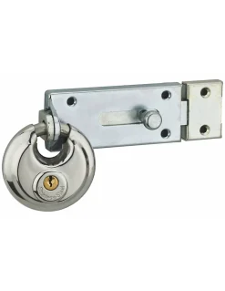 Thirard Verrou porte cadenas, longueur 150mm, pêne plat coulissant, gâche en acier cambré, acier zingué -