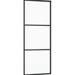 Vidaxl Porte coulissante Verre ESG et aluminium 76x205 cm Noir, 76 x 205 cm (l x H)