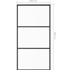 Porte coulissante Verre ESG et aluminium 102x205 cm Noir, 29.11 kg-Vidaxl Clearance