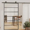 Porte coulissante Verre ESG et aluminium 102x205 cm Noir, 102 x 205 cm (l x H), 29.22kg-Vidaxl Online