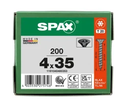 Spax France Vis à bois tête fraisée Spax Blax torx 4 x 35 mm filetage total - 200 pièces
