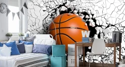 Muralo Vlieseline Papier Peint Photo BASKET-BALL Abstraction 3D Pour Chambre Enfants 90cm x 60cm