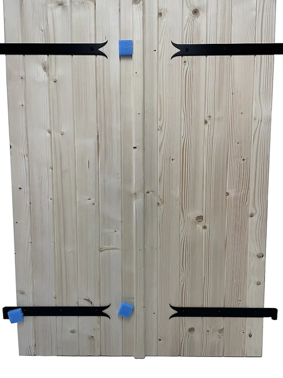 Volet battant acier et bois naturel - l.120 x H.135 cm - 2 vantaux