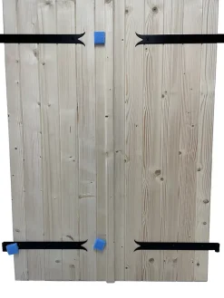 Volet battant acier et bois naturel - l.100 x H.135 cm - 2 vantaux