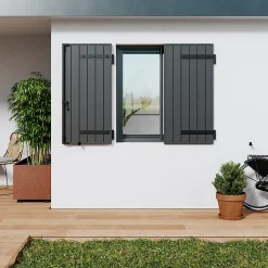 Volet battant aluminium anthracite - l.100 x H.135 cm - 2 vantaux-Fortia Discount