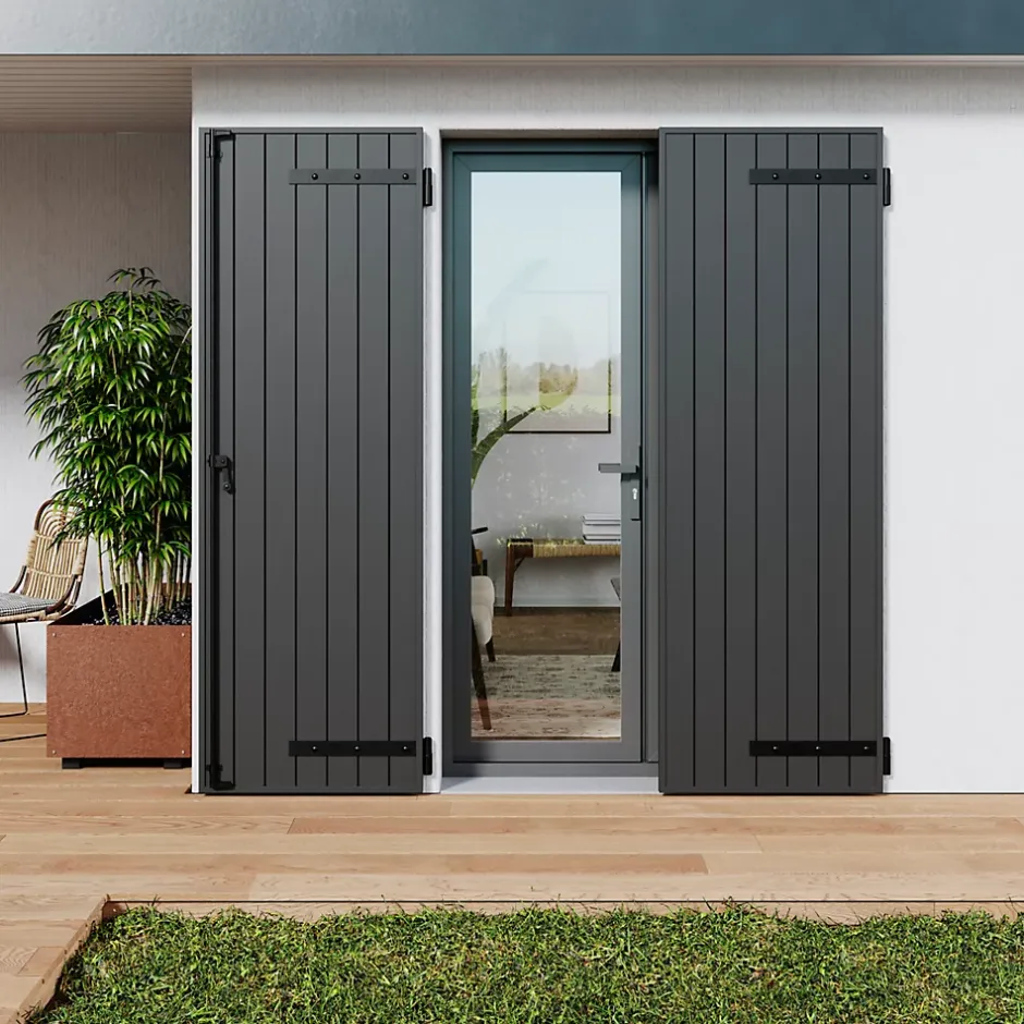 Fortia Volet battant aluminium anthracite - l.120 x H.215 cm - 2 vantaux