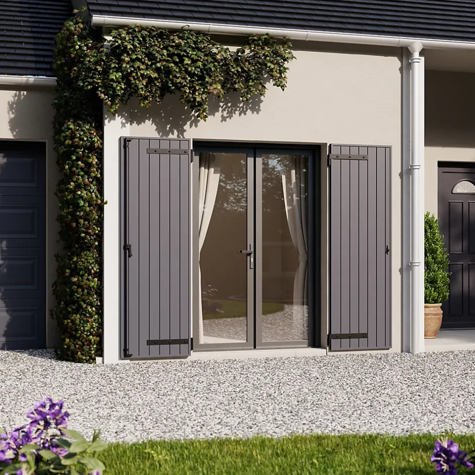 Fortia Volet battant aluminium anthracite - l.120 x H.215 cm - 2 vantaux