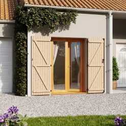 Volet battant bois naturel - l.140 x H.215 cm - 2 vantaux-Fortia Sale