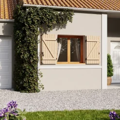 Volet battant bois naturel - l.100 x H.125 cm - 2 vantaux-Fortia Clearance