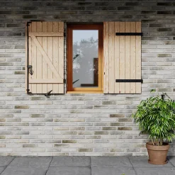 Fortia Volet battant bois naturel - l.140 x H.115 cm - 2 vantaux