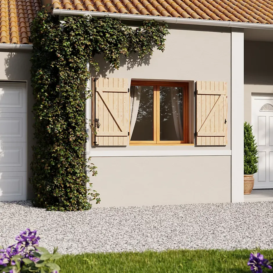 Volet battant bois naturel - l.120 x H.125 cm - 2 vantaux-Fortia New