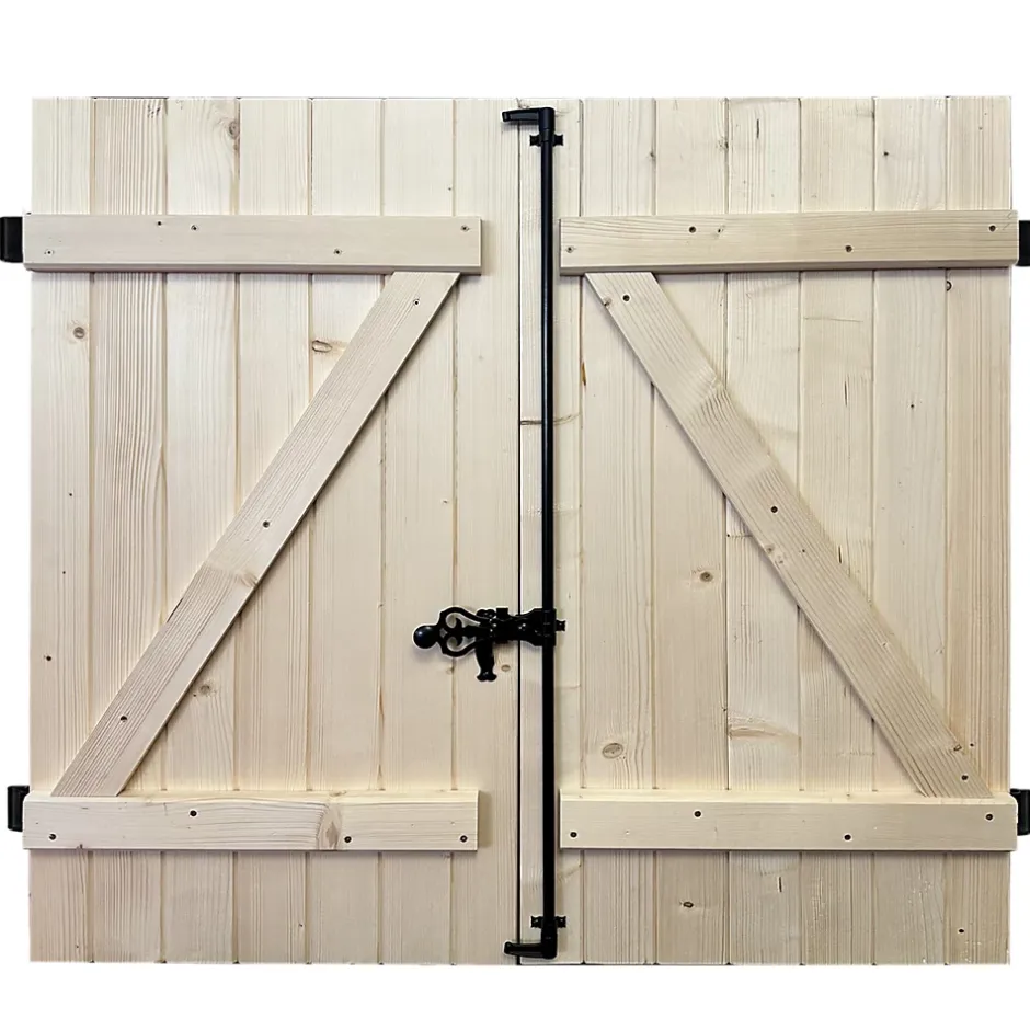 Volet battant bois naturel - l.120 x H.125 cm - 2 vantaux-Fortia New