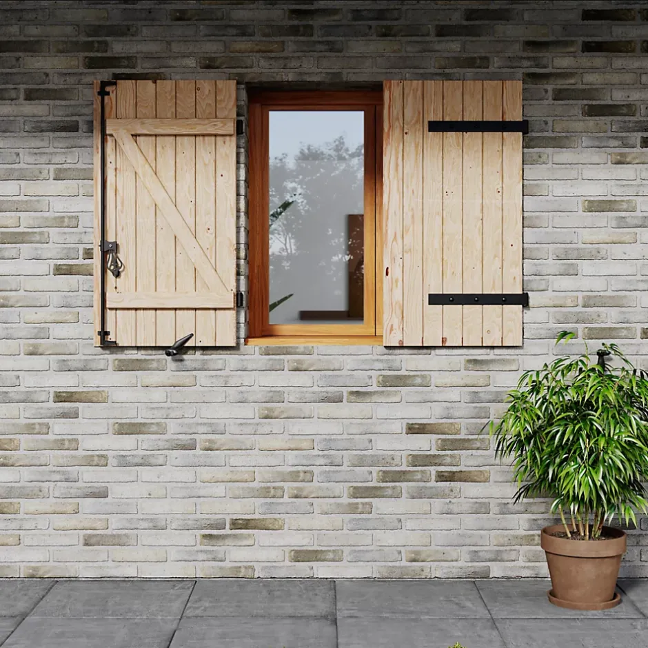 Fortia Volet battant bois naturel - l.120 x H.135 cm - 2 vantaux