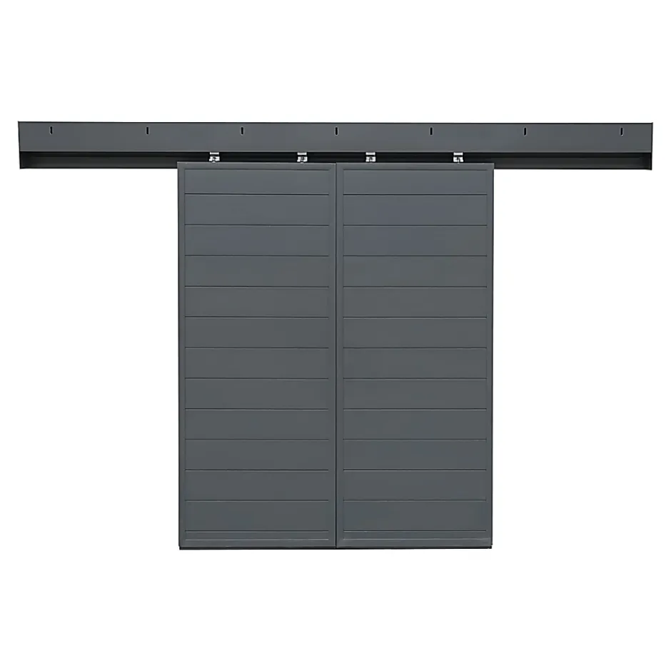 Volet coulissant aluminium anthracite - l.90 x H.135 cm - 2 vantaux-Fortia Clearance