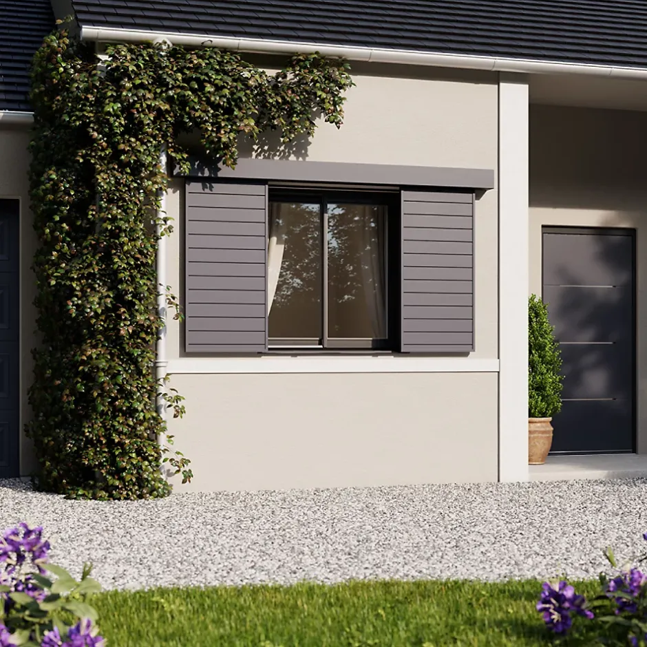 Volet coulissant aluminium anthracite - l.90 x H.135 cm - 2 vantaux-Fortia Clearance
